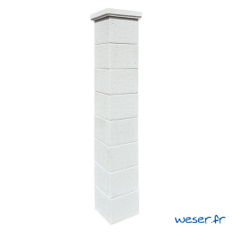 ensemble-complet-pilier-chaumont-35x35x211-blanc-2-pal-weser|Piliers et dessus piliers