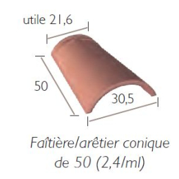 faitiere-aretier-conique-de-50-monier-ak189-rouge|Fixation et accessoires tuiles
