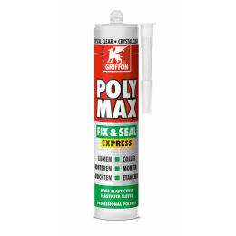 colle-poly-max-fix-seal-express-crystal-clear-cartouche-300g-griffon|Colles et mastics d'étanchéité
