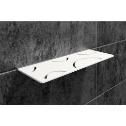 tablette-niche-curve-shelf-w-300x115-alu-struc-blanc-mat|Accessoires salle de bain