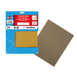 papier-de-verre-silex-230x280mm-gr40-50-paq-leman|Préparation des supports, traitement des bois