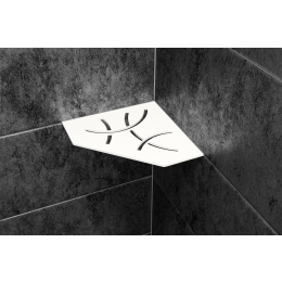 tablette-angle-curve-shelf-e-195x195-alu-struc-blanc-mat|Accessoires salle de bain