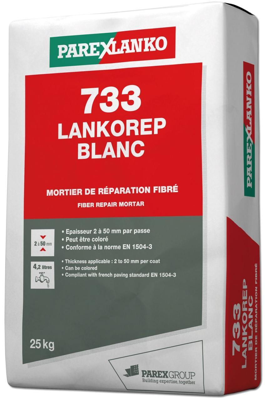 mortier reparation fibre lankorep blanc 733 25kg/sac
